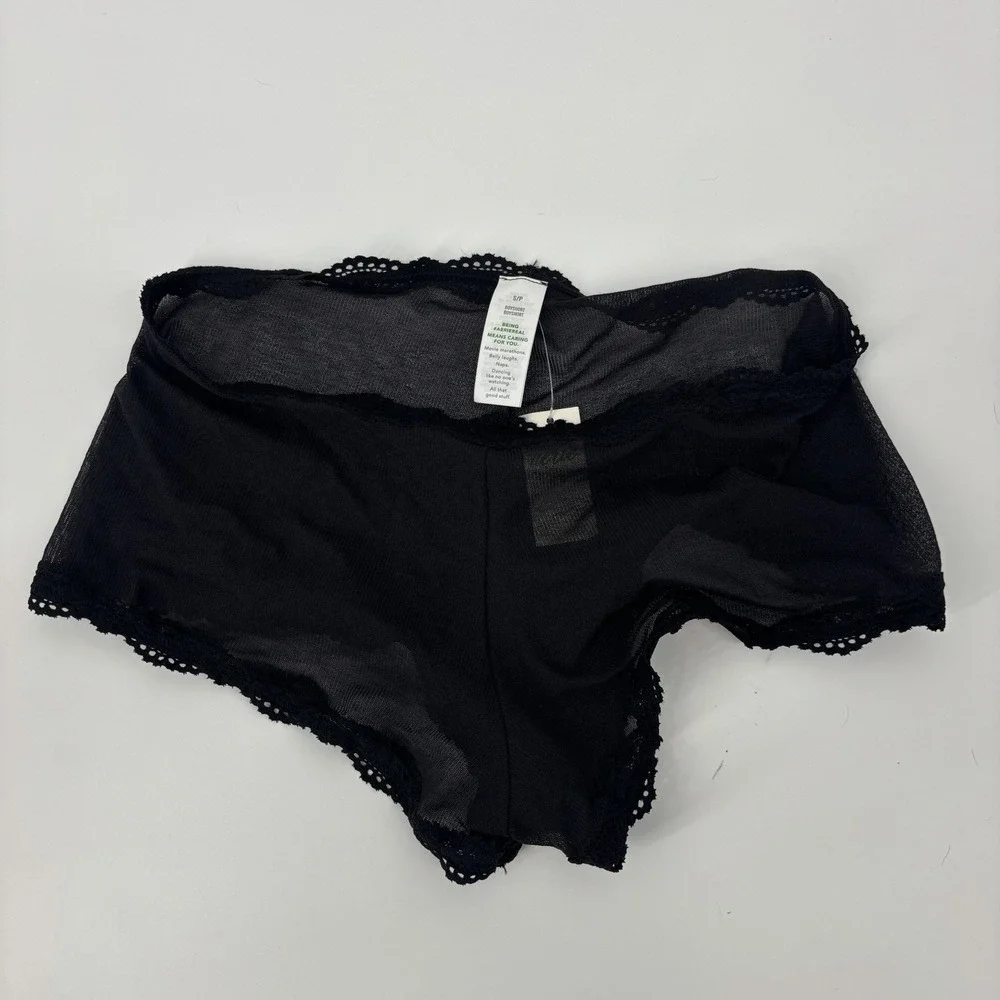 Aerie Black Mesh Cheeky Panties Size Small Boyshort New With Tags